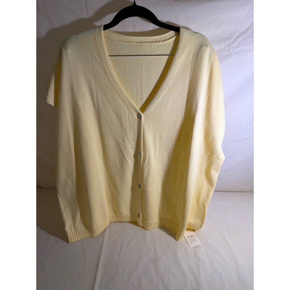 Saodimallsu Womens Yellow Knit V-Neck Button Front Cardigan Vest Size L C8P261